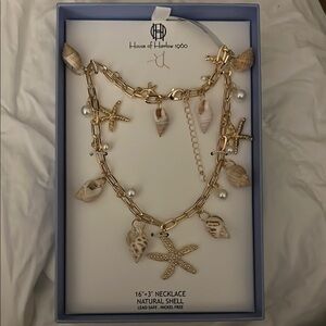 House of Harlow 1960 Gold and Cream Starfish Necklace